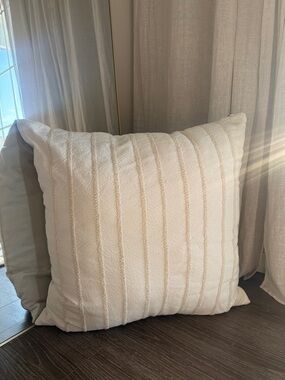 Textured Cream Striped Throw Pillow- Hearth and Hand